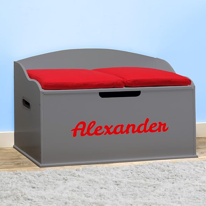 DIBSIES Personalized Creative Wonders Toy Box, Signature Series for Boys, 30 x 19.25 x 18 inches, Soft-Close Lid (Dovetail Grey)