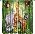 Cartoon Animal Curtains, Cute Animals Bamboo Forest Blackout Window Treatments, Rod Pocket Thermal Insulated Drapes 2 Panel Sets for Kids Room Nursery Classroom, 42" W X 63" L