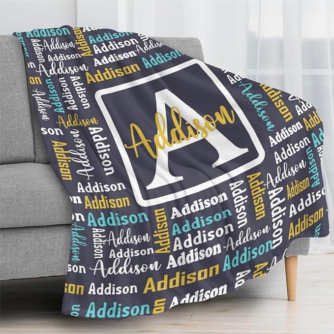 Dr.TOUGH Name Blanket Personalized Blanket for Adult Kids Flannel Customized Personalized Blankets and Throws