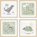 ArtbyHannah Framed Nursery Wall Decor, 10x10 inch Cute Baby Wall Art Room Decor for Kids, Safari Animals Prints with Adorable Dinosaurs Art Prints for Playroom Bedroom Baby Shower Decoration(4 Pack)