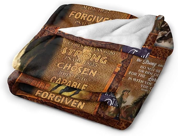Tijuboni Horse Throw Blanket Christian Religious Gifts for Girls Boys Women Men Kids Adults Soft Flannel Fleece Blanket for Couch Sofa Bed Home Decor 60"x80"