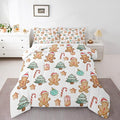 Feelyou Pink Gingerbread Comforter Set Queen Size Christmas Bedding Set for Kids Boys Girls Candy Cane Duvet Quilt Xmas Bedroom Decor Microfiber 3 Pcs with 2 Pillow Cases