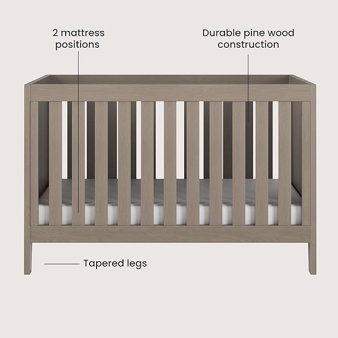 Child Craft Kieran Crib, Dresser, and Chest Nursery Set, 3-Piece, Includes 3-in-1 Convertible Crib, 6-Drawer Dresser, and Chest, Grows with Your Baby (Crescent Gray)