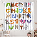 Kids Alphabet Curtains Cartoon Animal Baby Children Funny Learning Educational Curtain with Rod Pocket for Bedroom Nursery Decor Drapes Window Treatments 2 Panels Set 55x63in