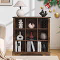 9 Cube Storage Organizer, 3 Tier Book Shelf with Led Lights, Farmhouse Book Shelves for Living Room, Horizontal Toy Storage Bookshelf, Wood Display Bookcase Cabinet for Bedroom, Office, Brown