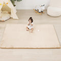 1.3" Thick Baby Floor Play Mat 39x59, Basic Padded Foam Mat for Tummy Time Crawling, Non Slip Cushioned for Babies Toddlers Infants Kids (Beige)