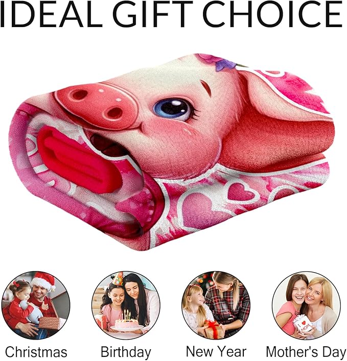 Personalized Pig Blanket Gifts - 30" x 40" Inches Girls Throw Blanket for Pig Lovers - Cozy Lightweight Throw for Sofa, Crib