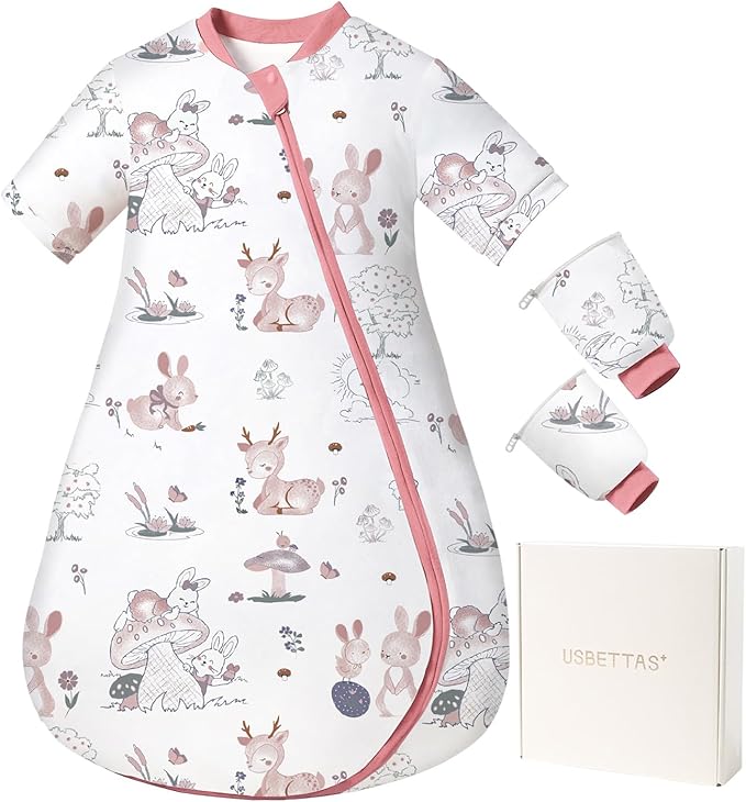 Baby Sleep Sack with Removable Sleeves, Breathable Wearable Blanket for Newborn & Toddler 6-36 Months, Cute Print