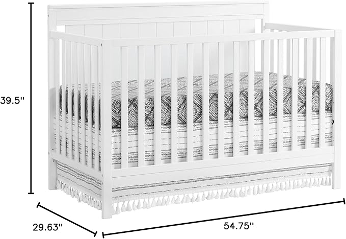 Oxford Baby Lazio 4-in-1 Convertible Baby Crib, Snow White, GreenGuard Gold Certified
