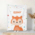 Cute Fox Personalized Receiving Sherpa Fleece Baby Blankets for Girls Boys Kids, Swaddle Blankets Gift for Newborn Crib Infants 30x40 Inches