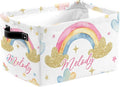 Deven Rainbow Clouds Personalized Large Storage Baskets for Organizing Shelves with Handle,Closet Decorative Storage Bins for Bathroom,Nursery,Home