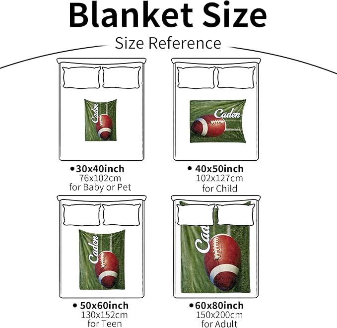 Personalized Baby Balll Soft Blanket: Custom Kids Football Design Blanket with Name and Number - Bedding Gifts for Infants Toddlers Adults 30x40inch