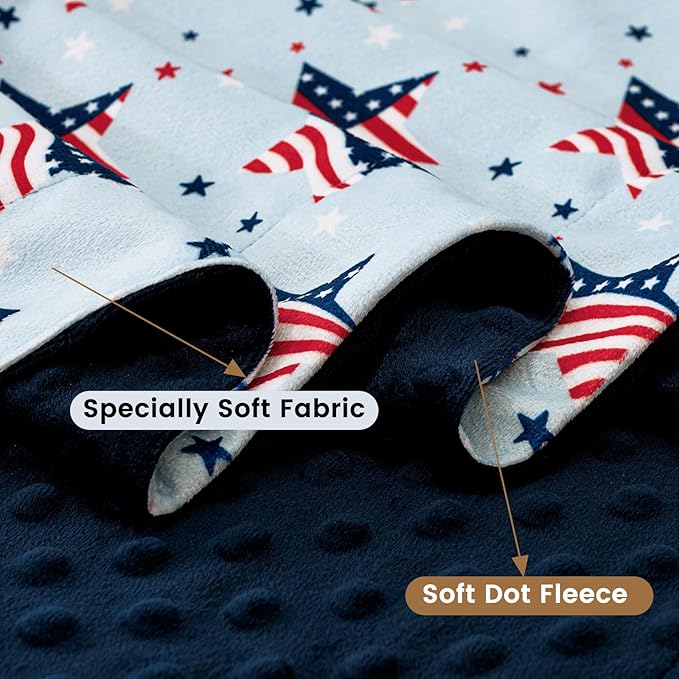 david's kids Micro Fleece Minky Baby Blanket for Boys Girls with Double Layer and Soothing Raised Dots, Breathable and Soft Lightweight Receiving Blanket for Newborns, 40x50 Inches, Flag