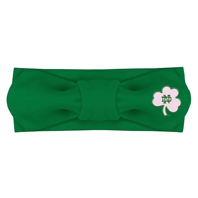 Creative Knitwear Notre Dame Fighting Irish Infant Girls Kelly Solid Hair Knot Headband Embroidered Logo - Size Newborn - 4T