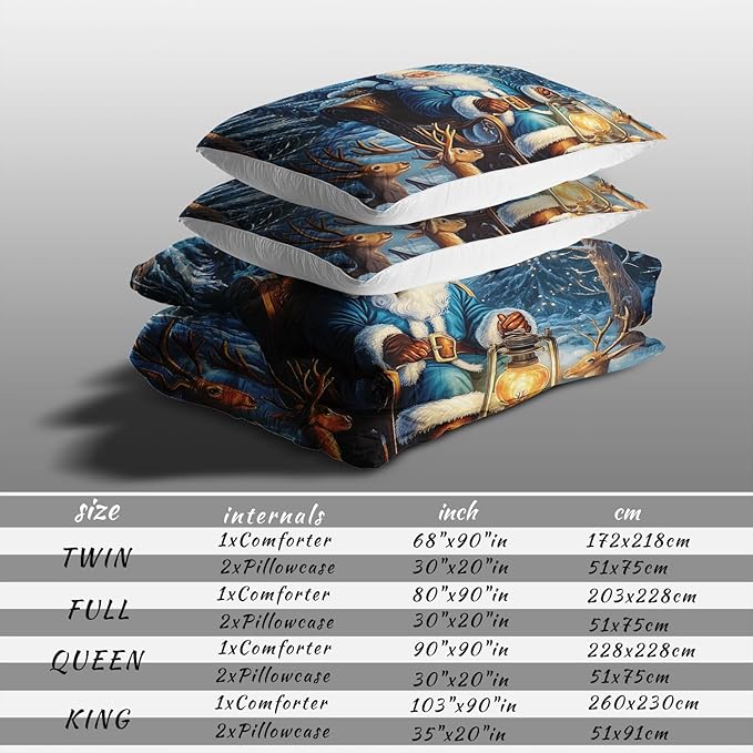 Raphus cucullatus Christmas Bedding Full,Christmas Comforter Set,Santa Claus Decor Holiday Bedding Winter Quilt,Santa Claus Comforter Set,Snowflake Navidad Quilt Set,Cute Reindeer Quilt
