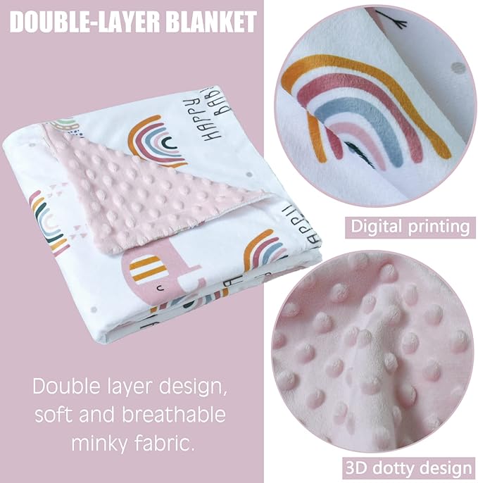 Baby Blankets for Boys Girls Soft Minky Blanket for Newborn Infant Toddler Used for Crib Stroller Nursery (Rainbow)
