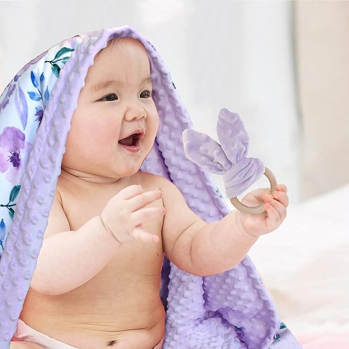 Baby Blankets for Boys Girls Soft Minky Blanket for Newborn Infant Toddler Used for Crib Stroller Nursery (Purple Floral)