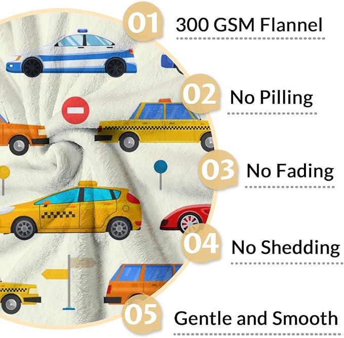Throw Blanket Gift for Boys - 30" x 40" Inches Soft Cozy Car Blanket for Lap, Couch, Office - Blue Cartoon Throw for Girls Kids