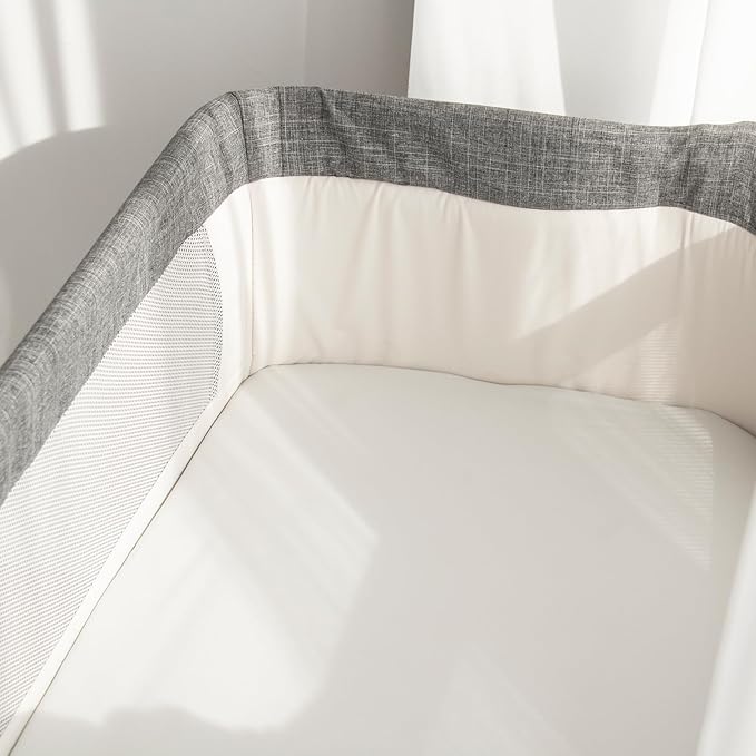 Bassinet Sheets Fit for Baby Delight, Semphis, Babybond and Koolerthings (3 in 1) Baby Bassinet Bedside Sleeper, 100% Cotton, 2 Pack, Ultra Soft Bassinet Sheet, White and Gray