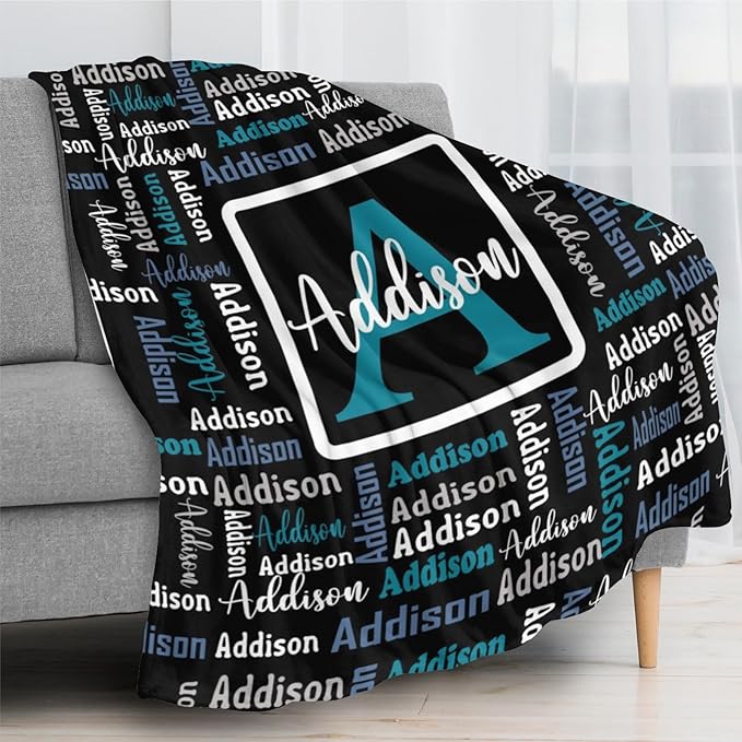 Dr.TOUGH Name Blanket Personalized Blanket for Adult Kids Flannel Customized Personalized Blankets and Throws