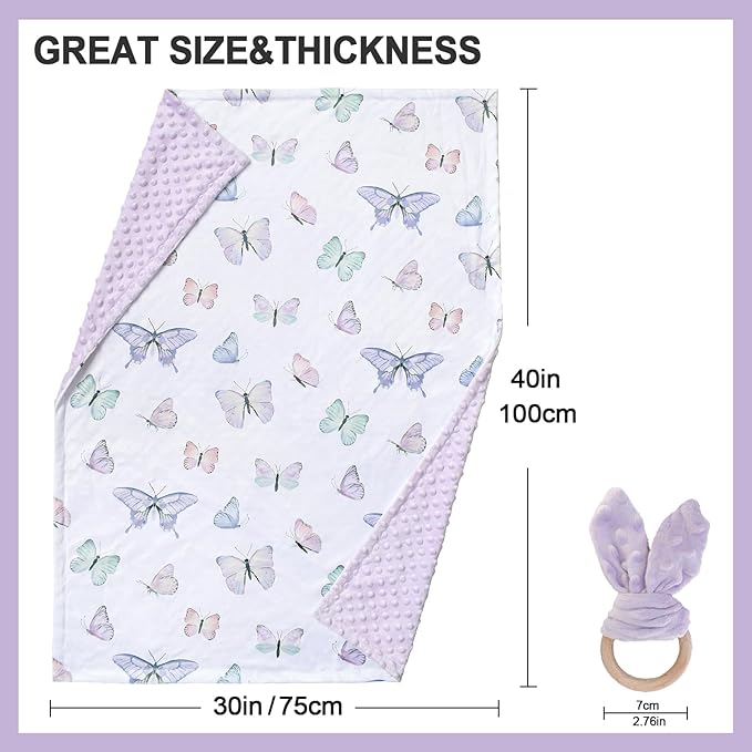 Baby Blankets for Boys Girls Soft Minky Blanket for Newborn Infant Toddler Used for Crib Stroller Nursery (Butterfly)