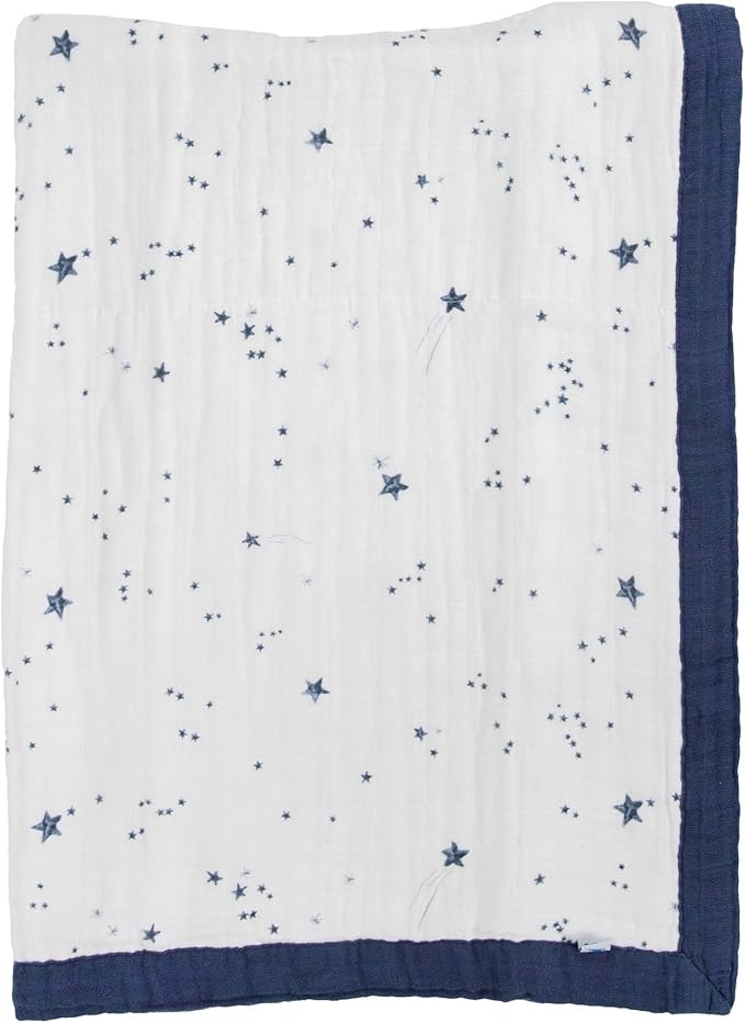 Little Unicorn Newborn Receiving Quilt | Ultra- Soft, Multi-Layered Muslin Fabric | Gift for Newborns & on-The-go (Shooting Stars)