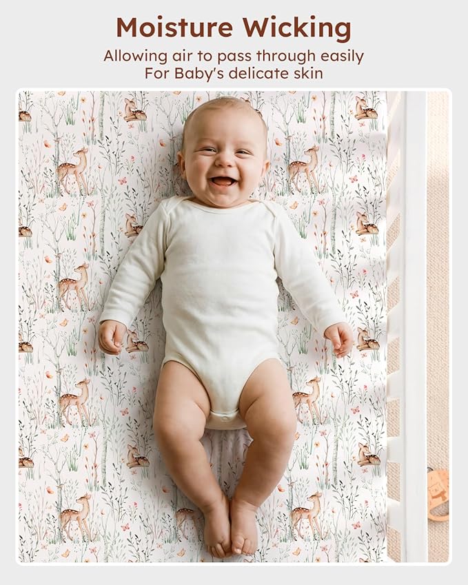 Looxii Baby Crib Sheets for Boys Girls, 3 Pack Fitted Crib Sheet for Standard Crib and Toddler Mattress, Ultra Soft Breathable Microfiber Baby Sheet 52x28x8in