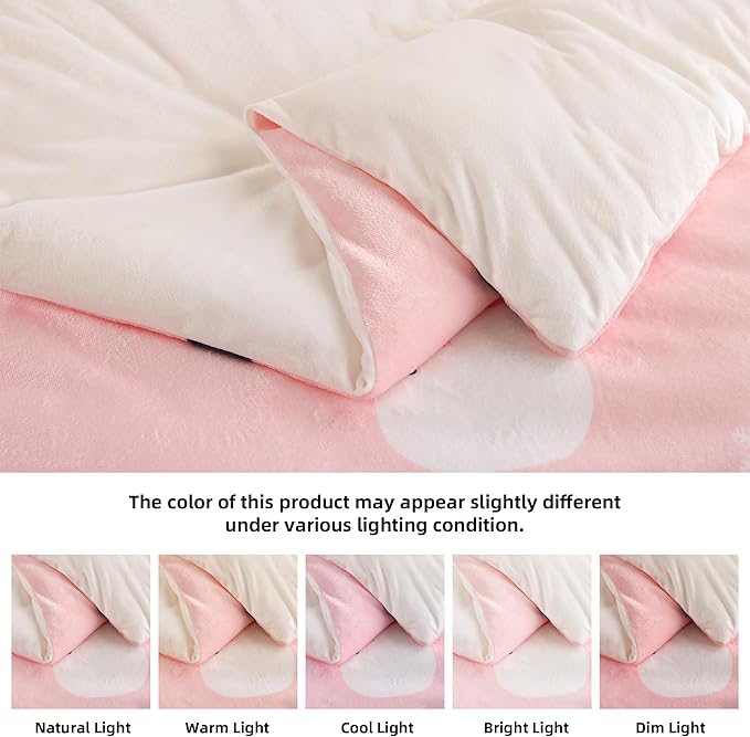 JANZAA Christmas Comforter Set Queen, Pink Flannel Comforter with Snowman Pattern, Soft Cozy Lightweight Bedding Set Fluffy Comforter Set 1 Queen Comforter(90"*90") and 2 Pillowcases (20"*26")