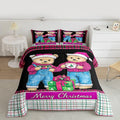 Feelyou Merry Christmas Kids Comforter Set King Size Cute Bear Bedding Set Duvet Quilt for Kids Boys Girls Bedroom Winter Decor Microfiber Ultra Soft Breathable