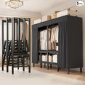 FPIGSHS Heavy Duty Clothes Rack with Cover Foldable Covered Clothes Rack for Hanging Clothes portable Wardrobe Closet System Freestanding Coat Storage Garment Racks for bedroom (black, 75in)