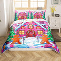 Feelyou Merry Christmas Comforter Cover Set Gingerbread Man Bedding Set King Size for Kids Boys Girls Bedroom Bed Decor Christmas Duvet Cover Set Soft Quilt Cover,No Comforter