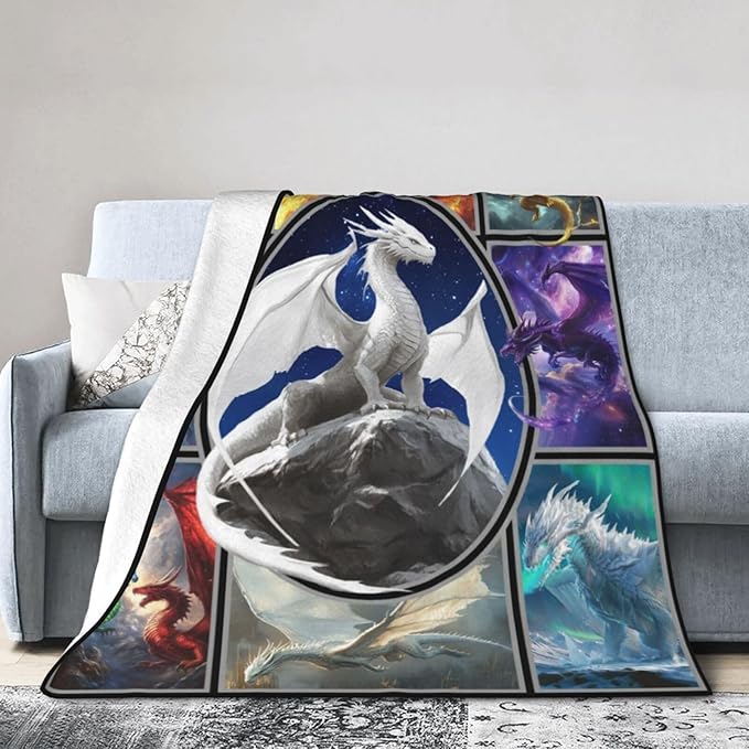 Dragon Blanket Dragon Decor Throw Blanket Super Soft Flannel Lightweight Fluffy Plush Cozy Fuzzy Fleece Gifts Blanket for Kids Boys Girls Women Adults for Bed Sofa 40"X50"