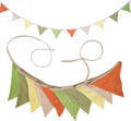 Fabric Bunting Banner, 2 Pack Handmade Neutral String Banner Each 8.5 ft 10 Flags Nursery Wall Hanging Wedding Birthday Home Baby Shower Party Decoration Bunting (Spring)