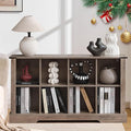 8 Cube Storage Organizer, 2 Tier Book Shelf with Led Lights, Farmhouse Book Shelves for Living Room, Horizontal Toy Storage Bookshelf, Wood Display Bookcase Cabinet for Bedroom, Office, Grey