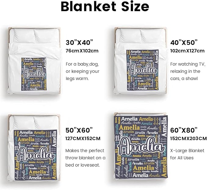 Dr.TOUGH Personalized Blanket for Adult Kids with Name Customized Blankets Personalized Throw Blanket for Christmas Birthday Gifts