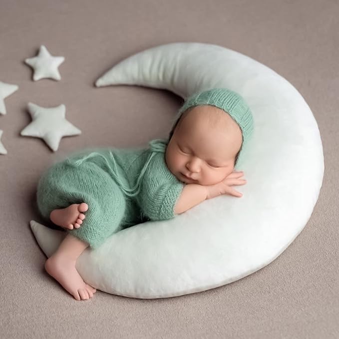 IGMaryBox Baby Moon Star Pillow Newborn Posing Pillow Newborn Photography Posing Pillows Infant Photography Props Set (White)