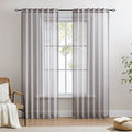 Dreaming Casa Grey Sheer Curtains 84 Inches Long, Rod Pocket & Back Tab Light Filtering Textured Sheers for Living Room Bedroom, 2 Panels, Each 52" W x 84" L