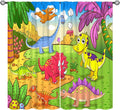Cute Dinosaur Curtains, Colorful Cartoon Dino Pattern Blackout Window Treatments, Rod Pocket Thermal Insulated Drapes 2 Panel Sets for Kids Bedroom Nursery Classroom, 63" W X 72" L