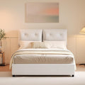 Queen Bed Frame with Headboard, Cloud Boucle Upholstered Bed Frame, Modern Soft Style, Adjustable Headboard, No Box Spring Needed, Easy Assembly, White