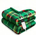 Electric Blanket Heated Throw, Soft Flannel 50"x60" Plaid Heating Blanket with 8 Hours Auto Off 10 Fast Heating Levels Machine Washable Sherpa Heated Blanket with Overheating Protection