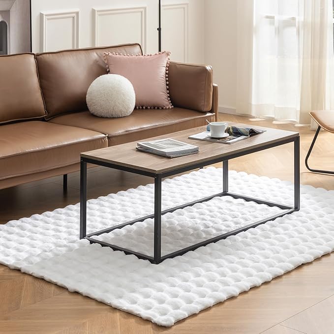 Ashler Faux Rabbit Fur Rug, White 5x7 FT Fluffy Soft Runner Area Rugs, Rectangle Fuzzy Carpet for Living Room, Bedroom, Machine Washable Shaggy Nursery - 3D Bubble Mat