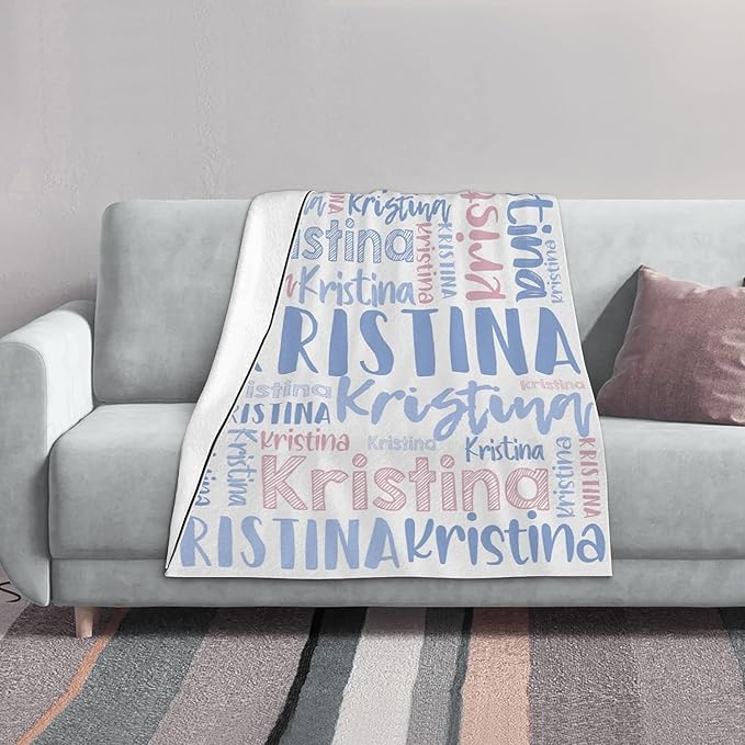 Dr.TOUGH Personalized Blankets with Name Customized Baby Blankets for Girls Boys Adults Monogrammed Blankets and Throws Christmas Birthday Mothers Fathers Valentines Day Gift (Light Blue, 40''×50'')