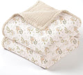 lulumoon Muslin Baby Blanket for Girls: Lightweight Cotton Blanket for Newborn - Soft Nursery Blanket for Stroller 47x47 Inches (Ivory Flower)