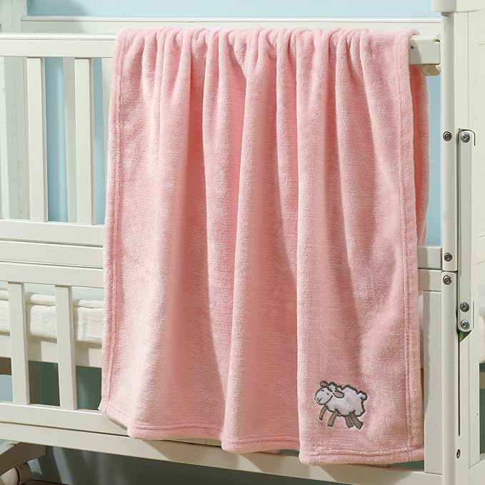 CREVENT 30''X40'' Light Cozy Plush Fluffy Warm Fleece Stroller Baby Blanket for Girl Infant Toddler Crib Cot Stroller, Baby Birthday Pink Sheep