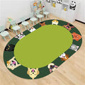 Cat and Dog Kids Area Rug, 4x6ft, Children's Pet Print Oval Rugs, Children's Educational Learning Animal Play Mat for School Classroom, Non-Slip Washable Green Carpet for Nursery Bedroom