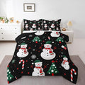 jejeloiu Kids Cute Winter Snowman Comforter Set Queen Size Christmas Theme Bedding Set for Boys Girls Teens Xmas Candy Cane Snowflake Happy New Year Duvet Quilt Room Decor