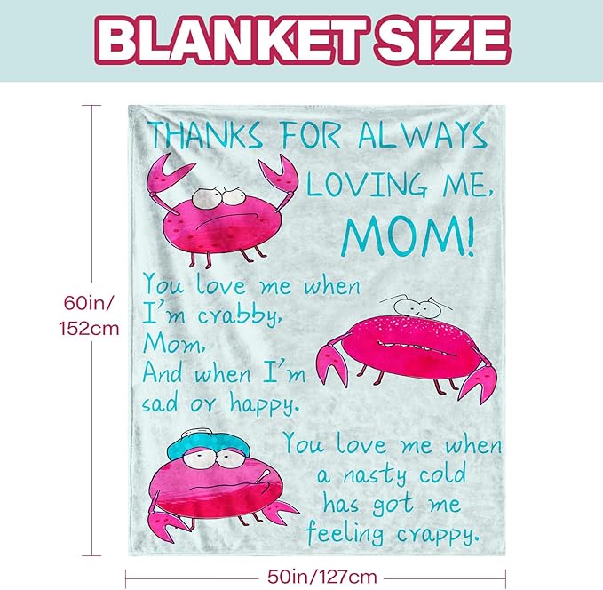 Gifts for Mom, Birthday Gifts for Mom from Daughter, Mother Gifts for Mothers Day Christmas Thanksgiving, Soft Throw Blanket from Son for Sofa Couch 50" x 60"