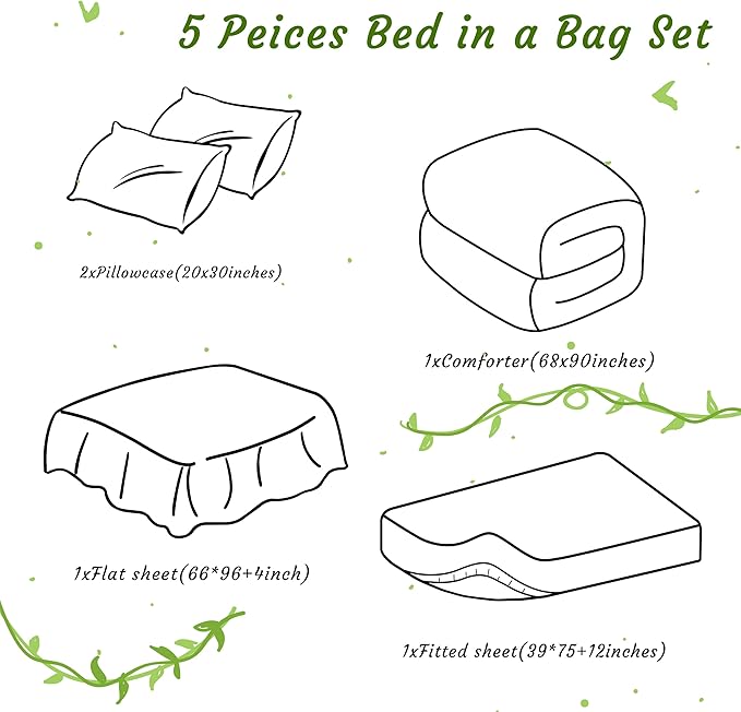 NTBAY Twin Comforter Set with Sheets, 5 Pieces Soft and Breathable Twin Bedding Set, Twin Bed in a Bag, Down Alternative Comforter Set Solid Color All Season, Kids Bedding Set, Wine Red
