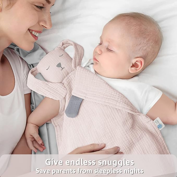 lulumoon Puppy Security Blanket: Skin-Friendly Muslin Lovey for Travel & Daycare - Snuggle Lovie for Self-Soothe