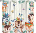 Jungle Safari Curtains, Cute Cartoon Forest Animals Pattern Blackout Window Treatments, Rod Pocket Thermal Insulated Drapes 2 Panel Sets for Children Boys Bedroom Nursery Classroom, 42" W X 45" L